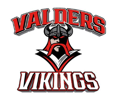 Viking head logo with Valders Vikings